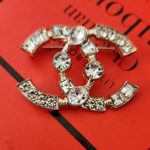 Upcycled Gold and Silver Crystal Brooch